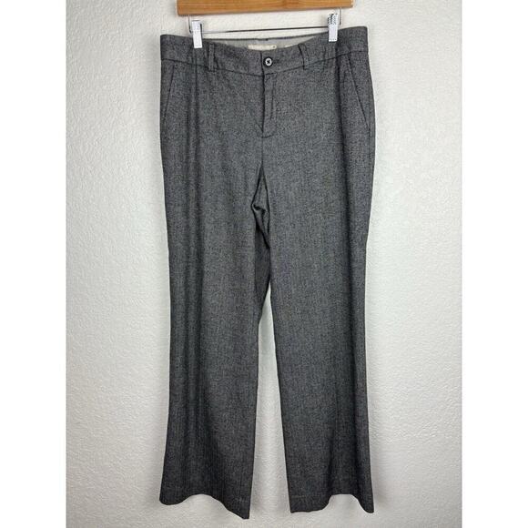 Banana Republic Martin Fit Wool Blend Pants Womens Sz 12 Black White Herringbone - Picture 1 of 9